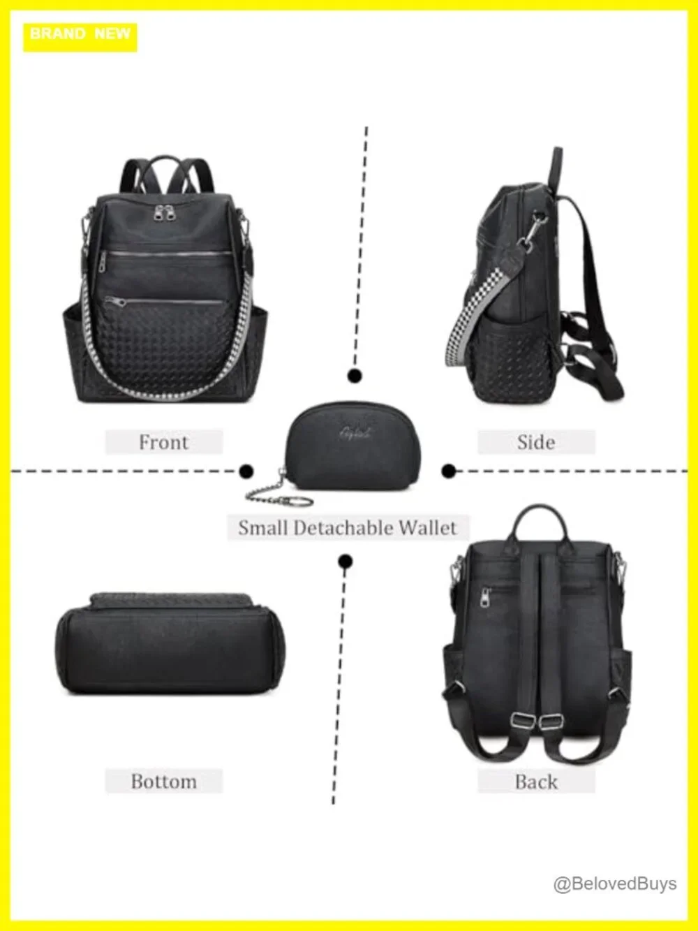 Faux Leather Backpack Purse for Women Ladies Work Travel Handbag with Wallet